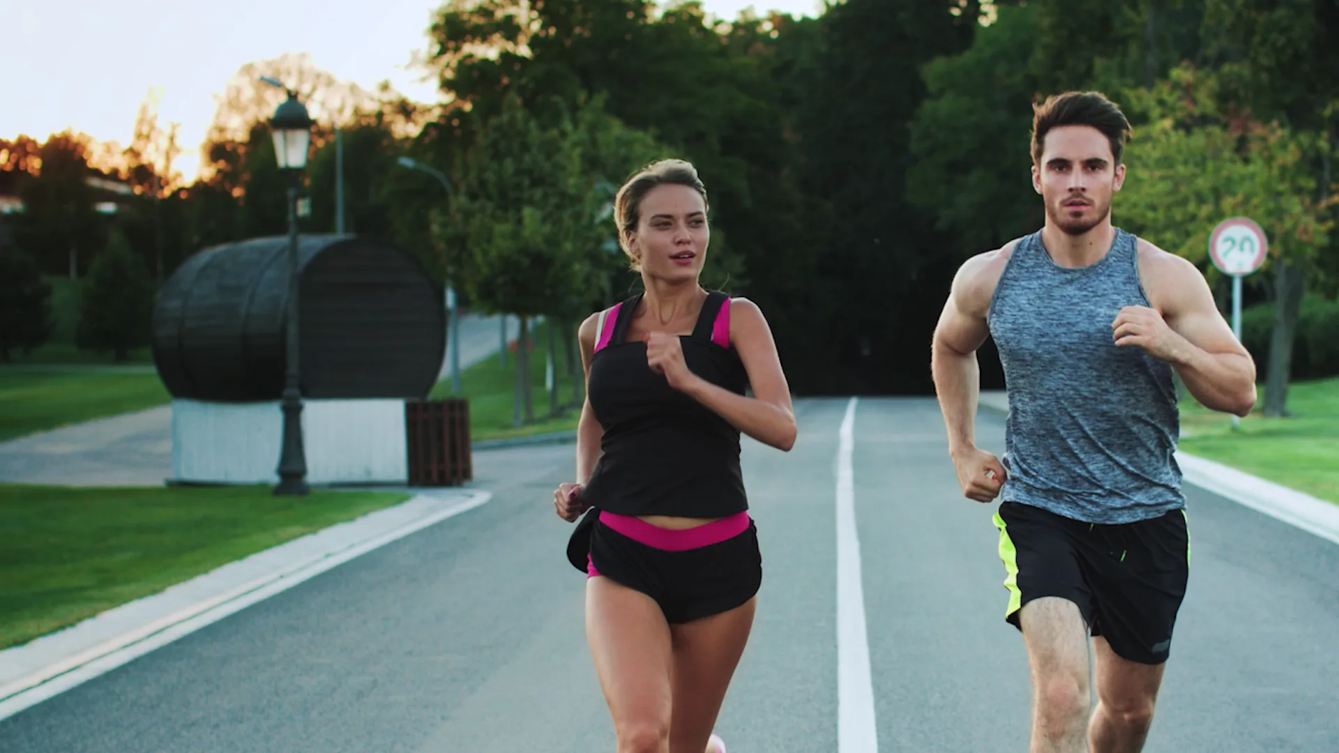 Two runners mid-stride, a frame from the Active Health brand film